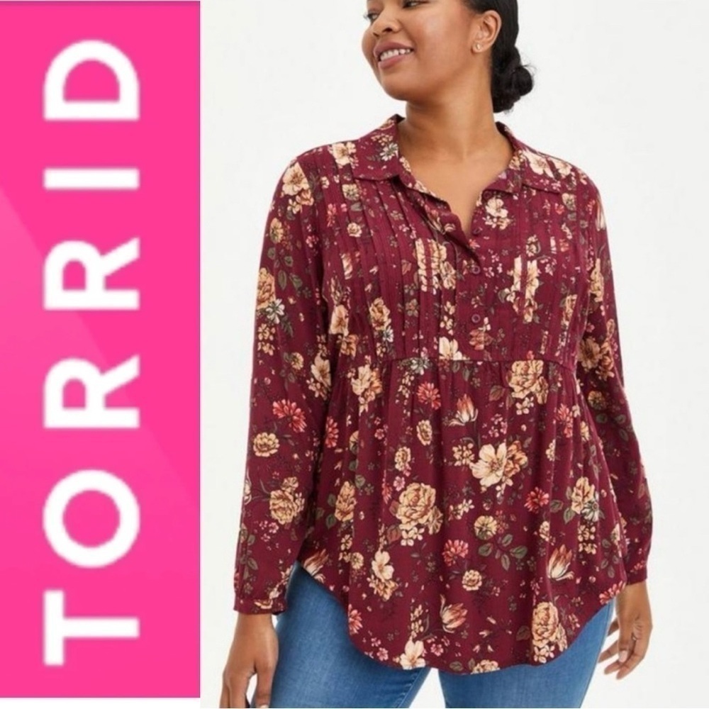 Torrid Slub Lace Trim Tunic Top